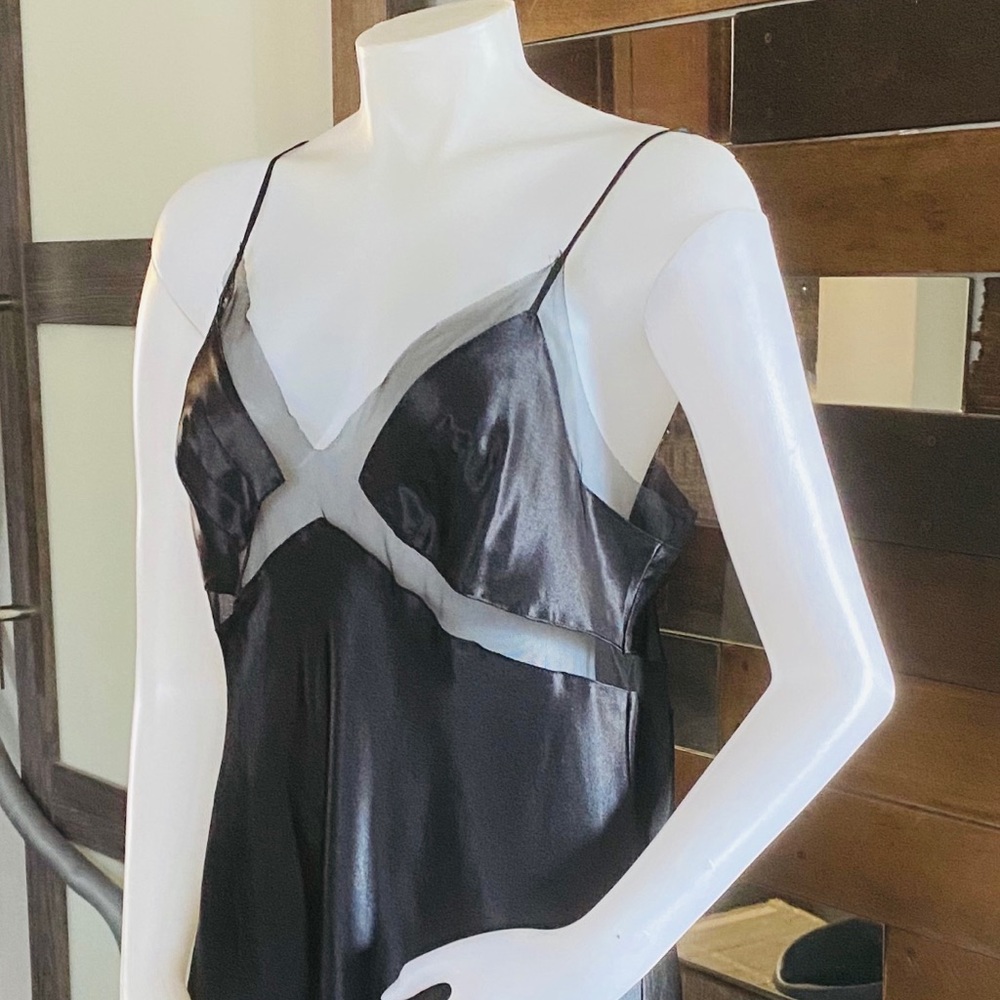 Victoria’s Secret Black Satin and Mesh Nightgown